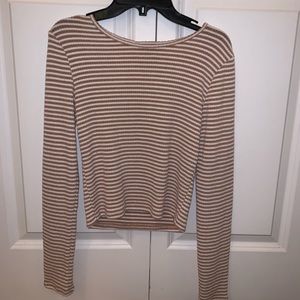 Striped Cropped Long Sleeve Top